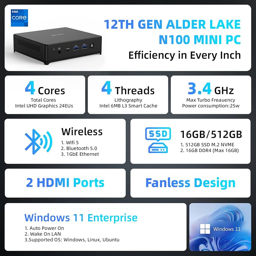 ミニPC intel N 100 16GB RAM 512G SSD Amazon.com: Mini PC Intel N100 (Up to 3.6GHz),16GB DDR4 RAM